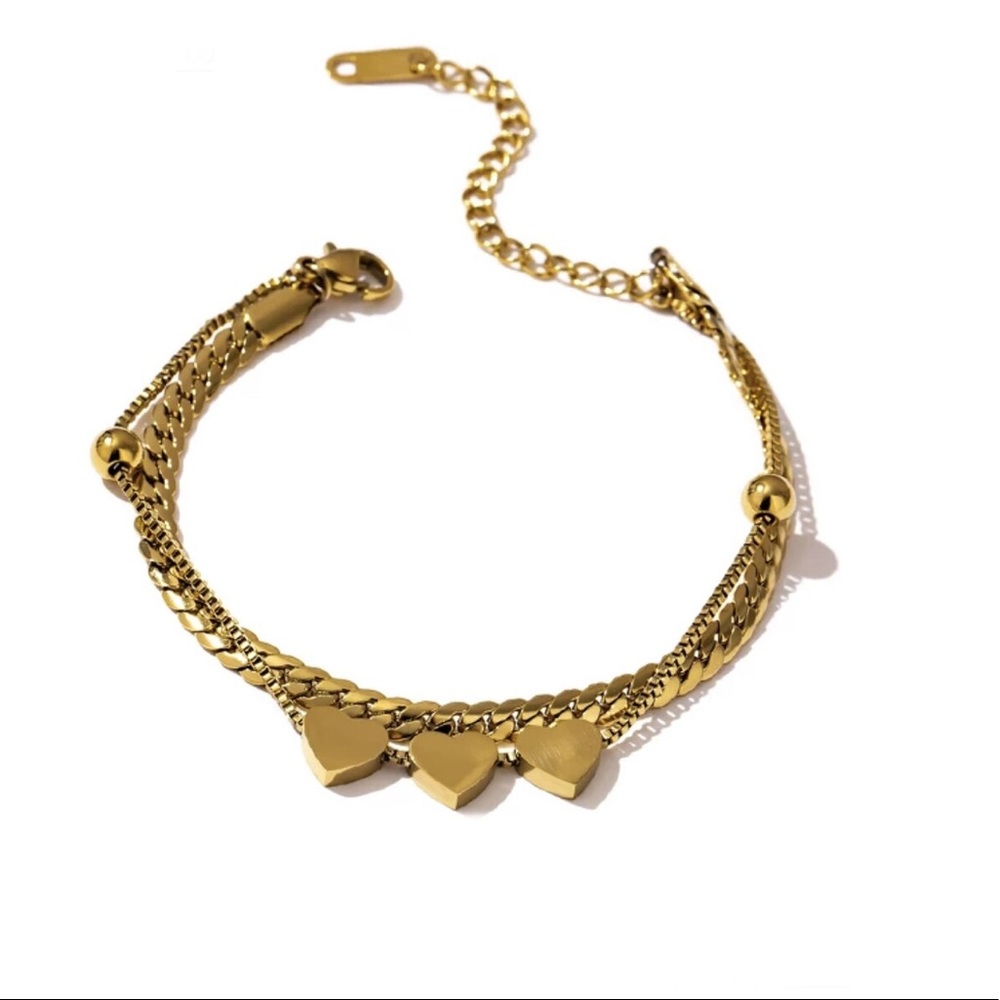 Women Charm Heart Round Pendant Bracelet